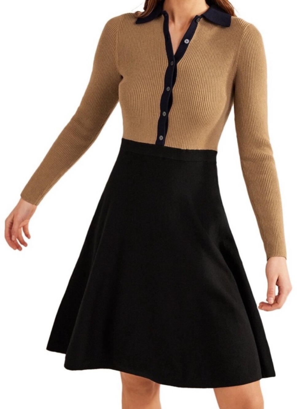 Boden‎ | Rib Detail Knitted Mini Dress
